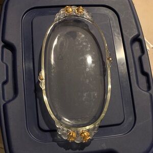 Elegant Glass Art Tray with Gold Accents